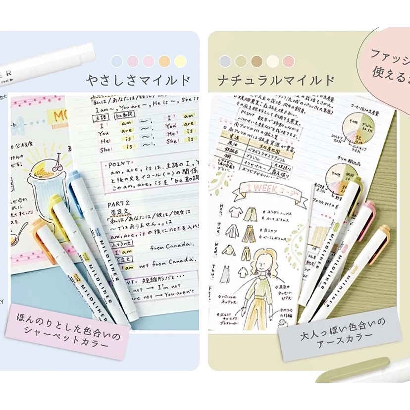 

Ay00! Zebra Mildliner Gentle Natural Mild Colors Double Sided Highlighter New Colors