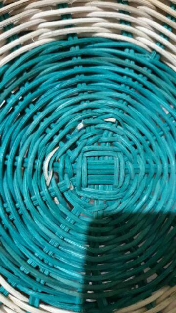 Piring Warna Hijau Rotan Asli - Piring Rotan Hijau Bahan Rotan - Piring Berwarna Ijo Asli Rotan