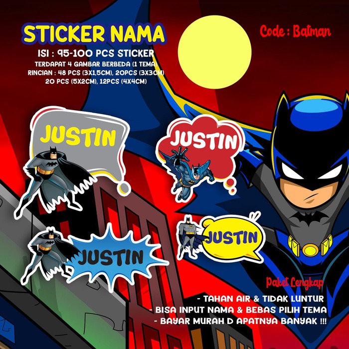 

Sticker / Stiker Label Nama Karakter Tema BATMAN