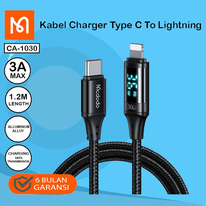 MCDODO CA-1030 Kabel Charger USB C To Lightning iPhone 13 Pro Max Cable Fast Charging PD 36W