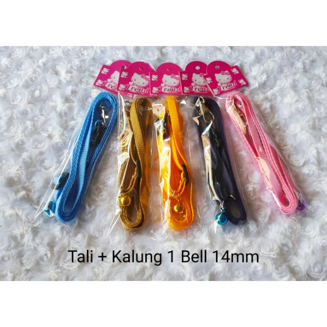 Tali tuntun kalung polos kucing 1bell 14mm