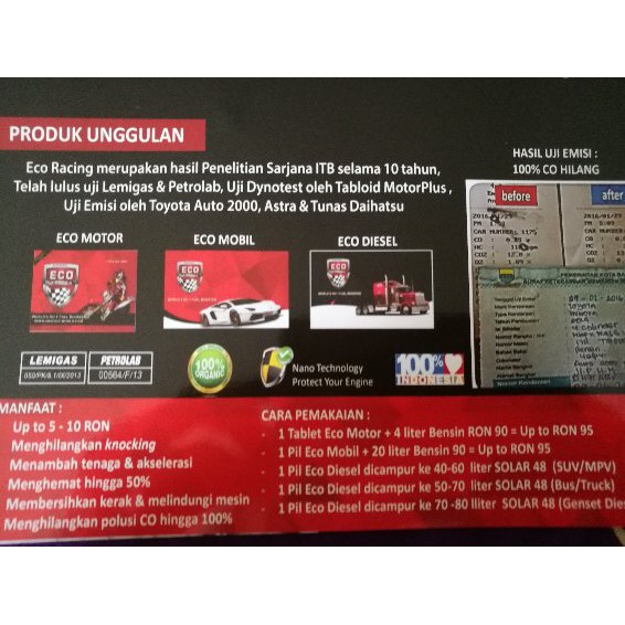 Eco Racing Motor (bensin super irit sampe 50%)