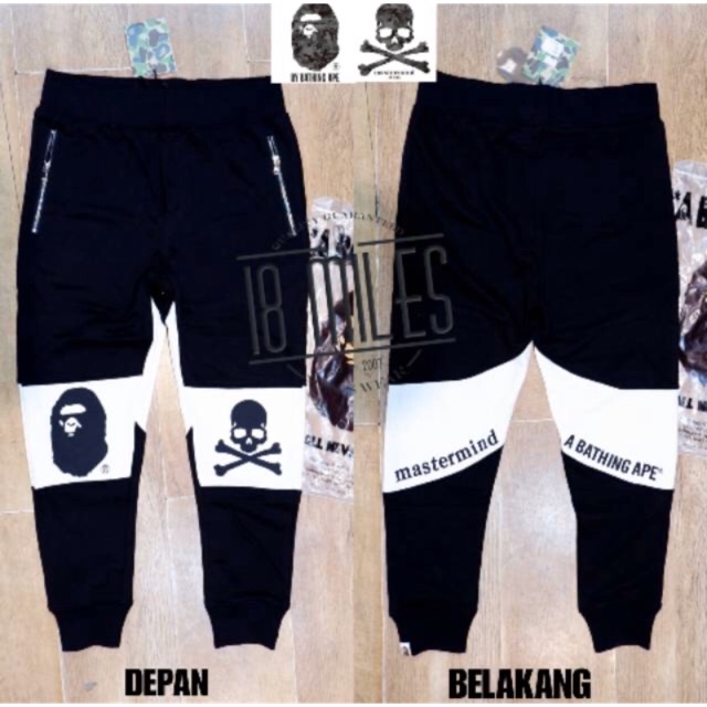 Celana jogger BAPE a bathing ape x MASTERMIND mirror 1:1 slim stretch FULL