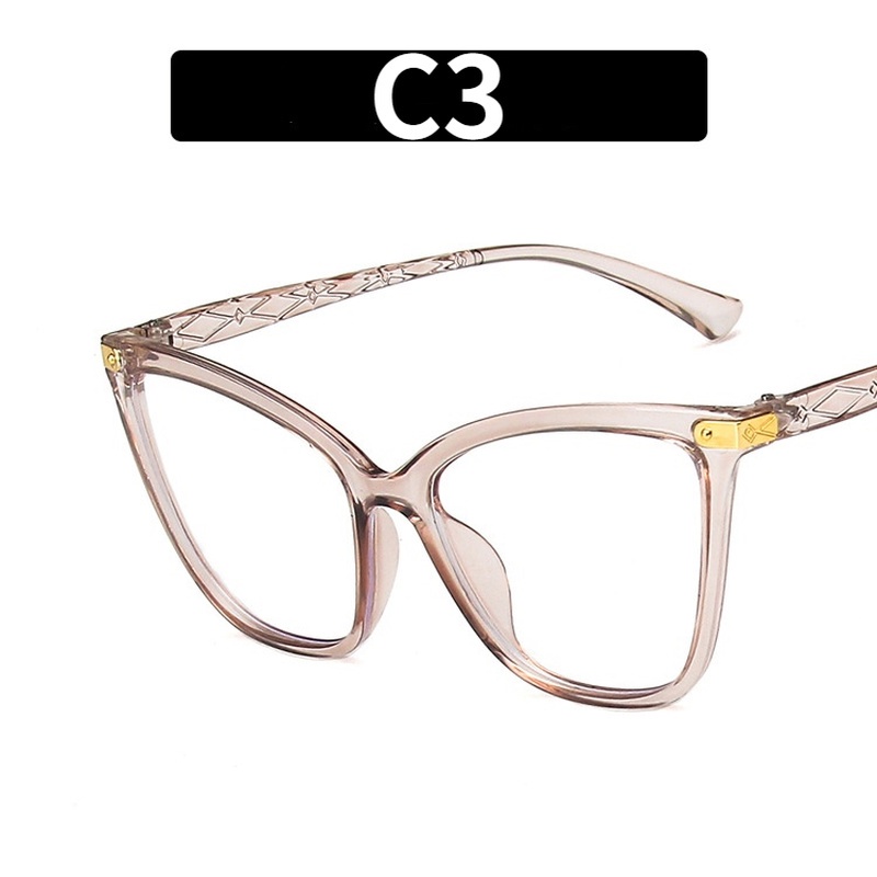 Kacamata Cat Eye Oversized Anti Blue Light Gaya Retro Untuk Wanita