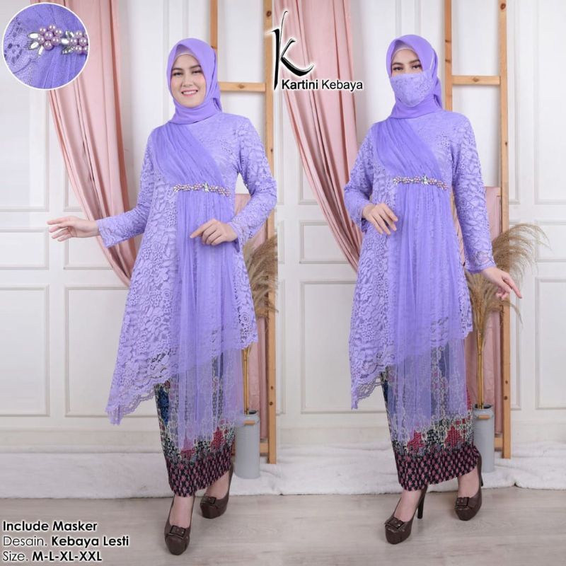 KEBAYA LESTI KEJORA/KEBAYA BROKAT LESTI TERBARu 100% BRAND ORIGINAL-Ungu lilac