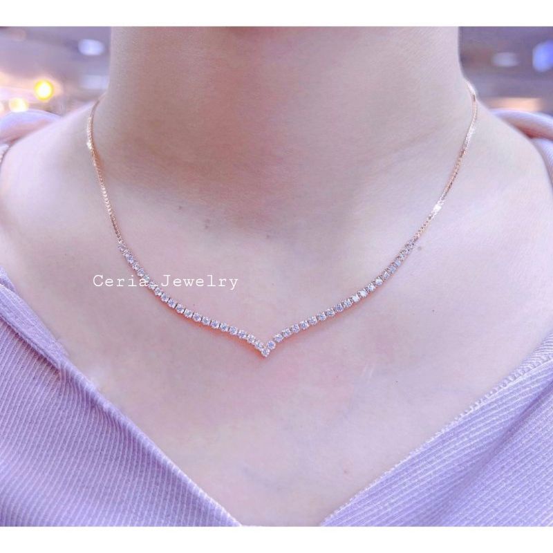 Kalung Perak Asli Silver 925 Lapis Emas Putih Model Berlian/Kalung Aurel/Kalung Nagita/Kalung Vanessa - Perhiasan Perak Wanita