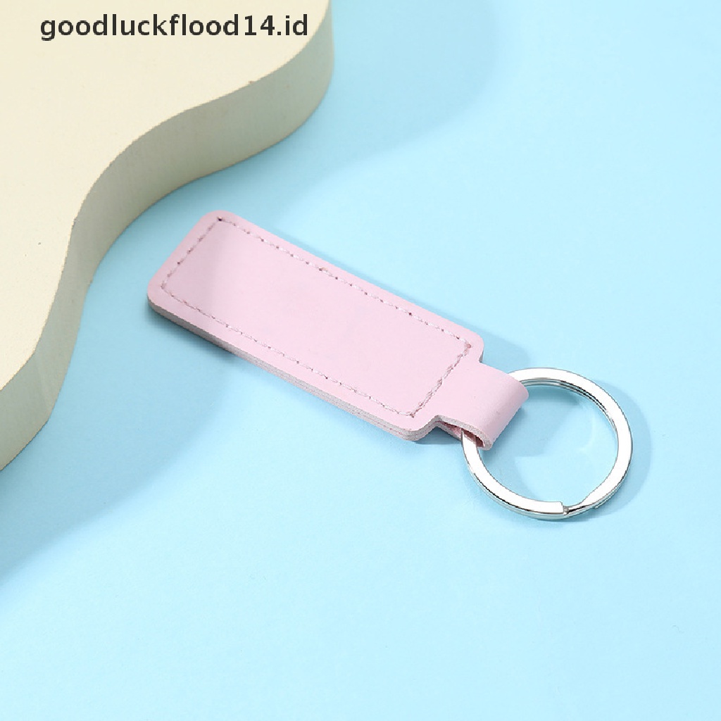 [OOID] 10 Colors Bright PU Leather Keychain Double-sided Car Thread Metal Pendant Gifts ID