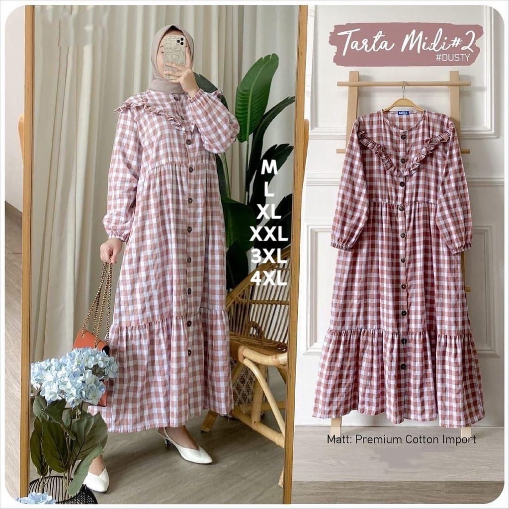 [diskon extra] TARTA MIDI DRESS / midi dress kotak / midi dress / Rachel midi dress / GAMIS POLKADOT