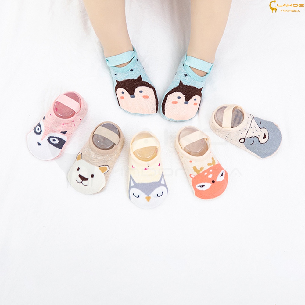 LAKOE kaos kaki anak bayi ankle dengan strap /Sepatu kaus kaki anak bayi bahan katun anti slip