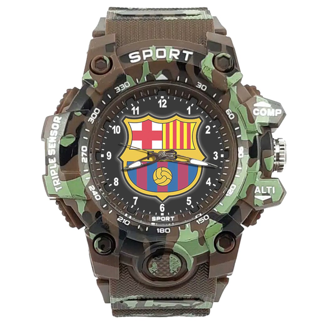 (ISTIMEWA BOSSQUE) JAM CUSTOM BARCELONA STRAP ARMY - 5 Warna