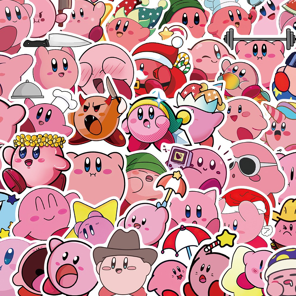 50PCS New Kawaii Kirby Stickers Decal For Girl Cute Cartoons Sticker to DIY Suitcase Stationery Fridge Water Bottle Guitar