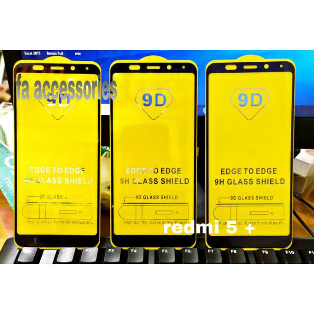 TEMPERED GLASS 5d full lem XIAOMI REDMI 5+  REDMI 5 PLUS 5PLUS HITAM PUTIH