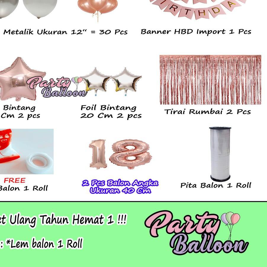 TREN BARU Paket Happy Birthday Murah Dekorasi  Rosegold 