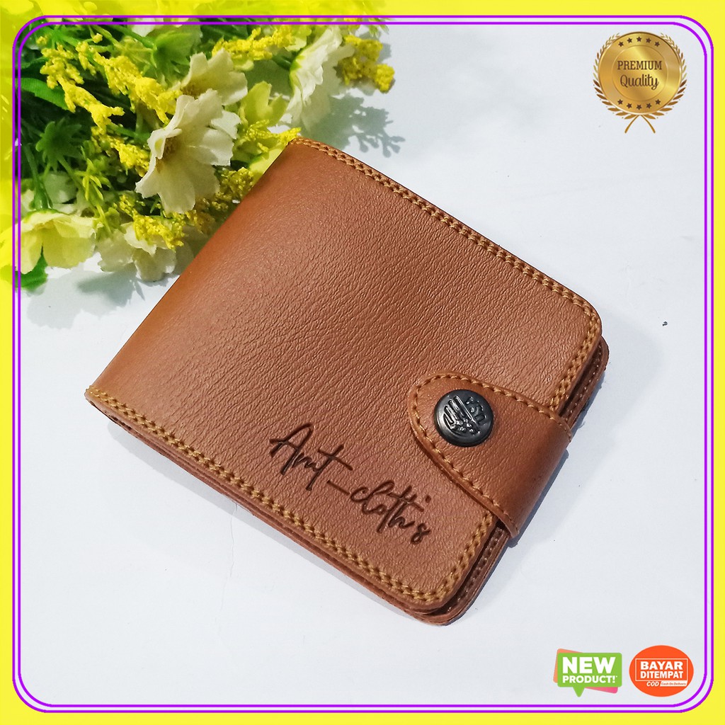 dompet pendek pria kancing original bahan sintetik terbaru premium berkualitas