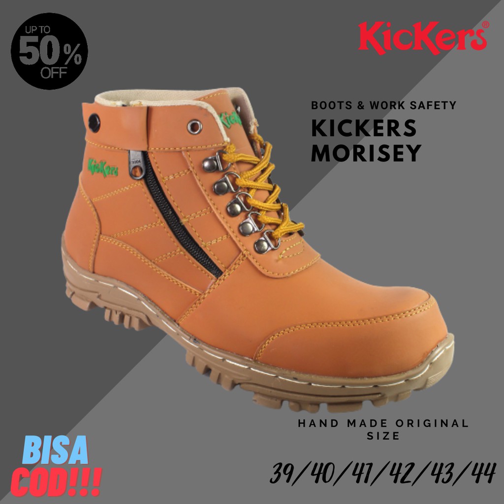 COD!! SEPATU BOOTS SEFTY PRIA KICKERS MORISEY SLETING TAN BOTS SAFETY UJUNG BESI SEPTI BUTS COWOK