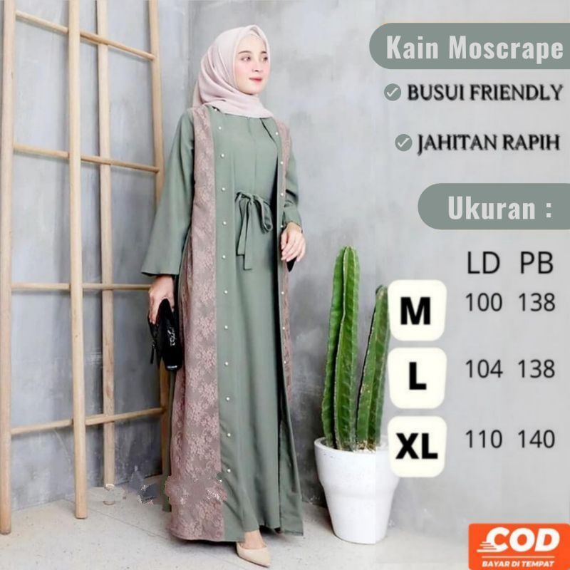 Baju Gamis Syari Wanita Terbaru Asli 2022 Pesta Kekinian Ceruty Ns Fc Asdf Busui Brokat Set M L XL X