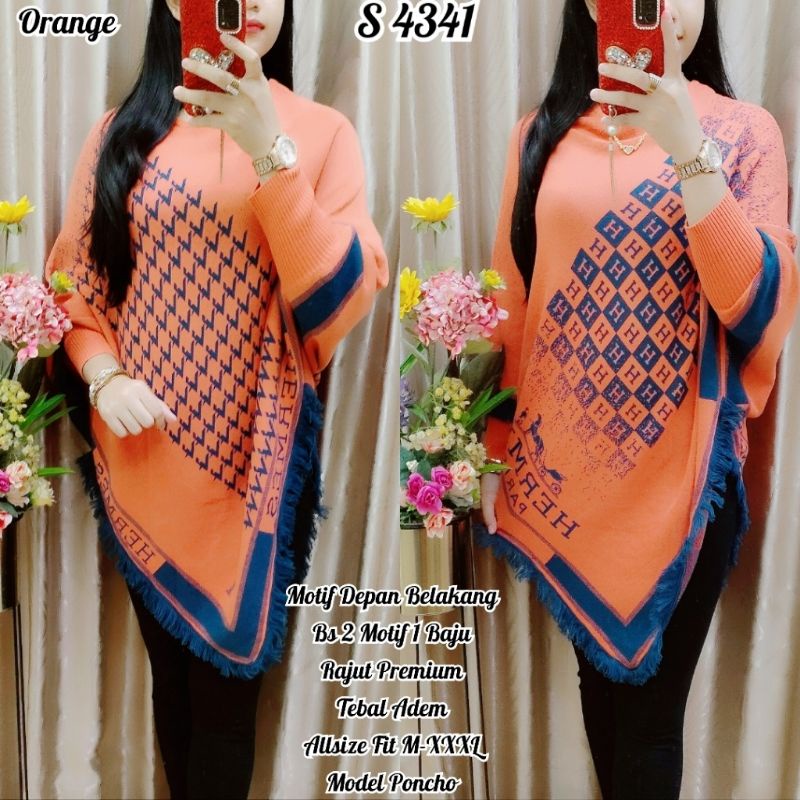 4341 #Atasan Rajut Poncho premium