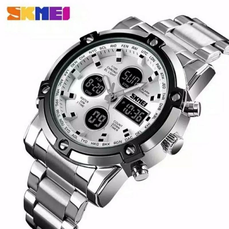 VIRAL!!! JAM TANGAN SKMEI 1389 ORIGINAL JAM TANGAN TERLARIS JAM PRIA BAHAN ALL STAINLISS BISA COD