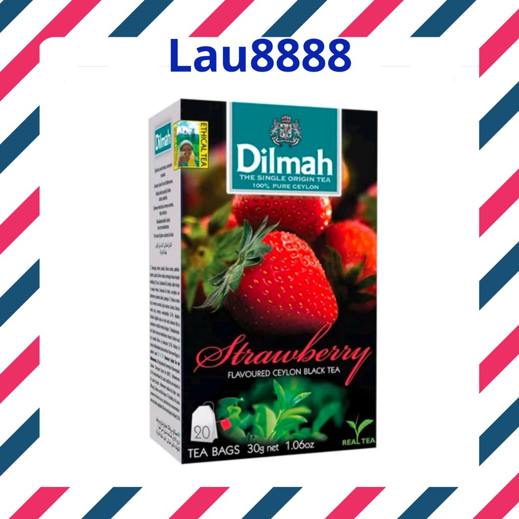 

DILMAH STRAWBERRY TEA BAG - FLAVORED CEYLON BLACK TEA - TEA BAGS 20