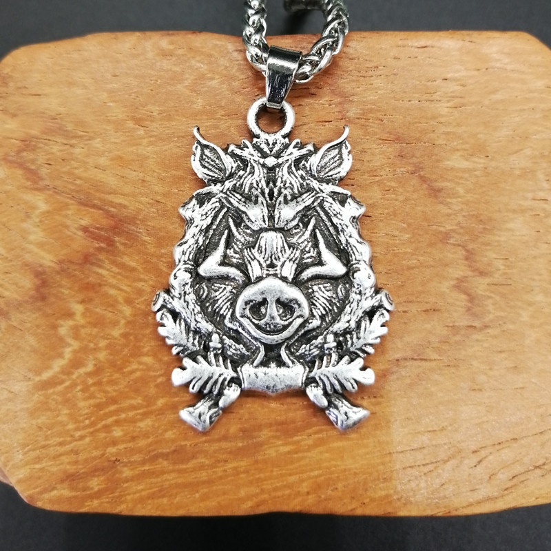 Kalung Liontin Celtic Boar Bahan Stainless Steel Untuk Pria