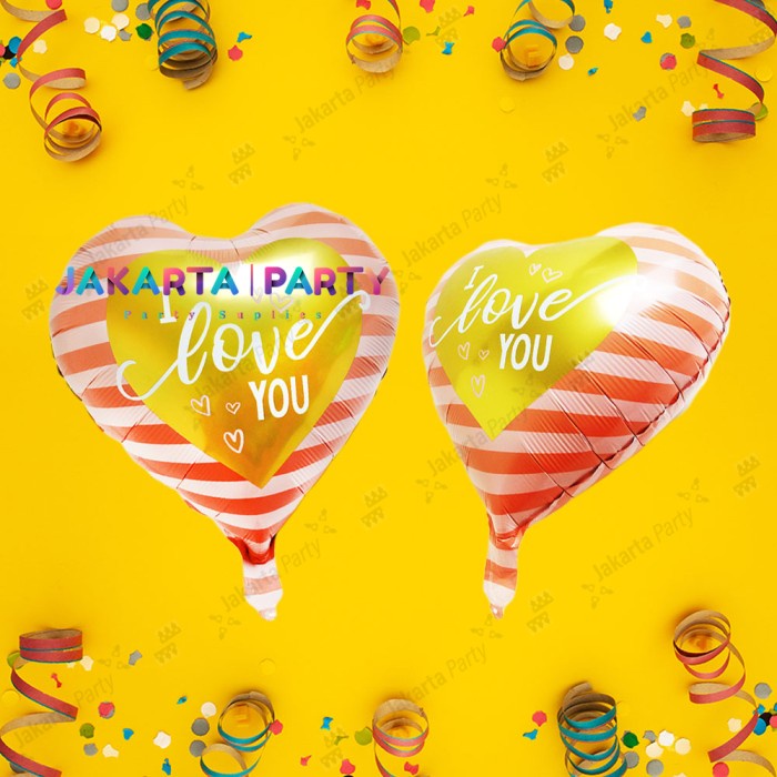 Balon Foil I Love You Salem Garis / Balon Love / Balon Hati