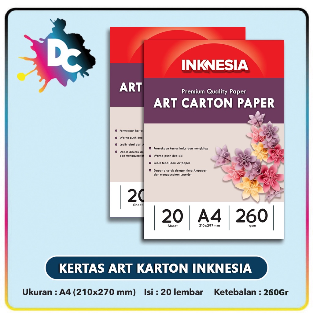 Kertas Art Karton / Carton 260 gsm A4 isi 20 lbr / Art Carton Paper Glossy 260 gram