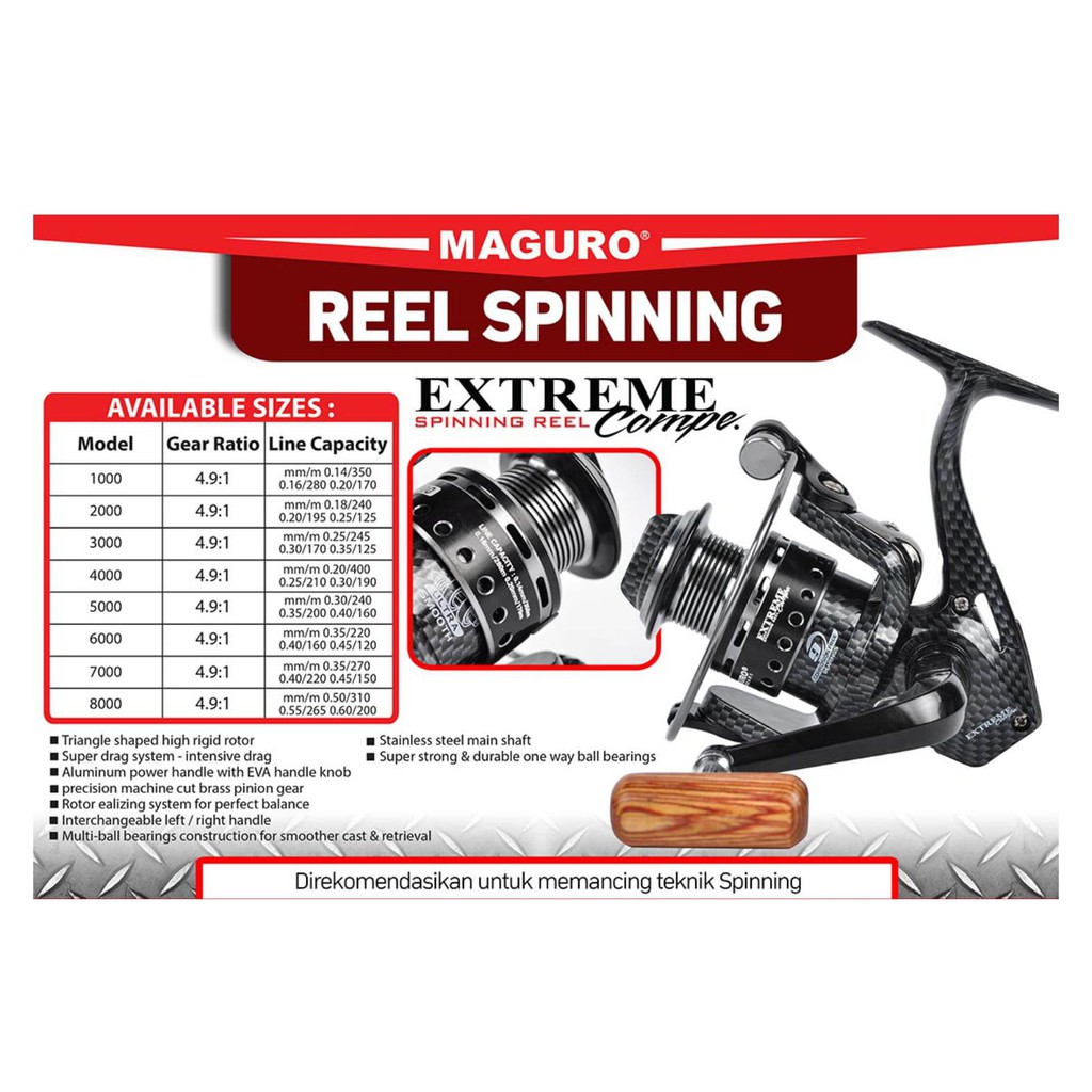 REEL MAGURO EXTREME COMPE 1000/2000/3000/4000/5000/6000/7000/8000 REL PUTARAN JORAN PANCING