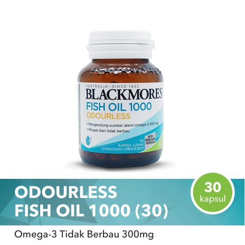 Blackmores Odourless Fish Oil 1000 Mg 30 Kapsul/EPA/DHA/Kolesterol/Daya Tahan Tubuh/Suplemen Jantung