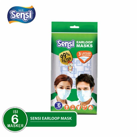 ⭐BAGUS⭐ [SACHET] SENSI MASKER 3 PLY | Hijab / Non Hijab Isi 5 / 6 pcs