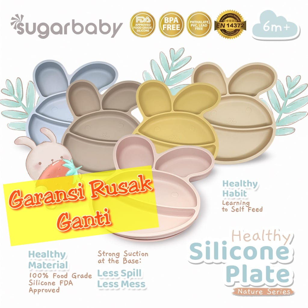 Sugarbaby Healthy Silicone Bowl (Nature Series) Tempat Makan Bayi Anak Piring Makan Bayi PIRING MANGKOK BAYI PLATE Healthy Silicone Plate  Healthy Silicone Bowl Healthy Silicone Spoon &amp; Fork