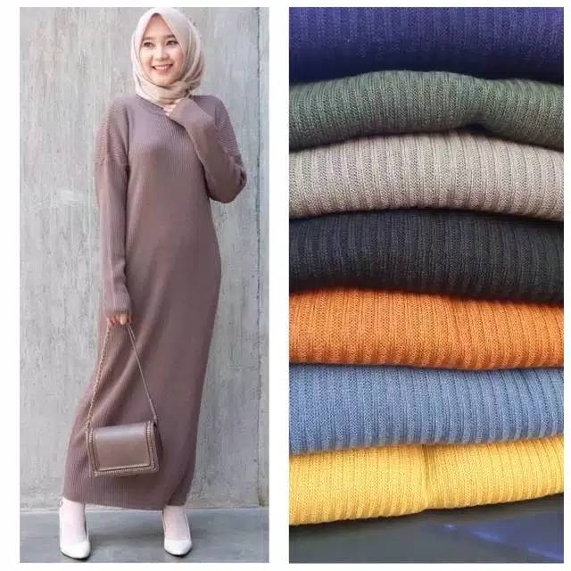 Sweater rajut wanita gamis jumbo
