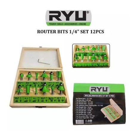 Router Bit Set 12 Pcs - Mata Profil Set - Mata Trimmer Set 12 pcs - mata profil mata router bit mata trimmer set 1/4 inch