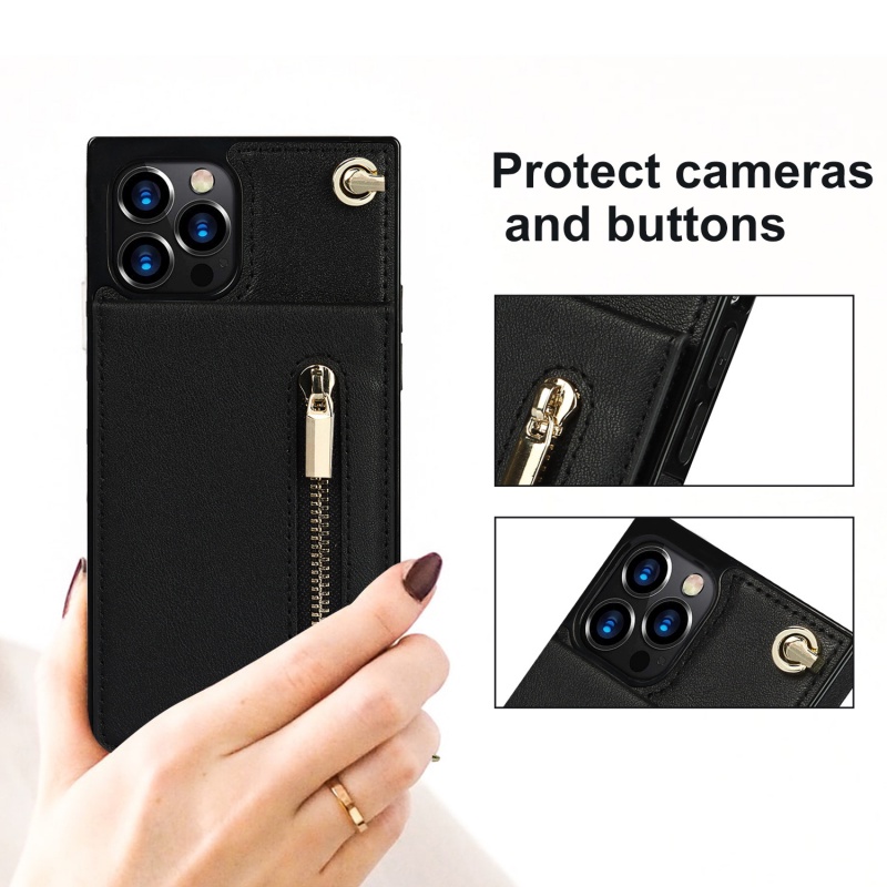 Case Pelindung Bahan Kulit Dengan Ritsleting Untuk Iphone 14 PRO XR