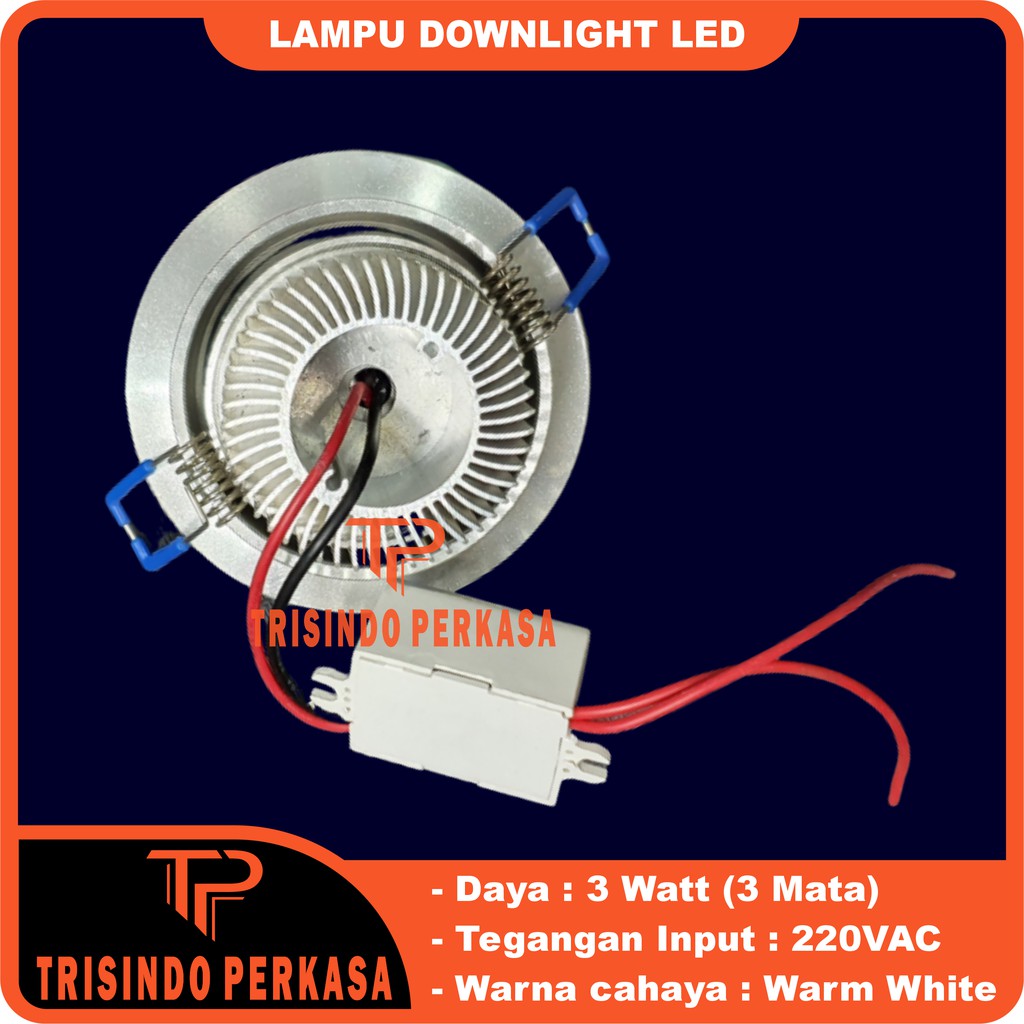 Lampu Downlight LED Spot sorot 3W 3 w watt mata 3watt Kuning WarmWhite