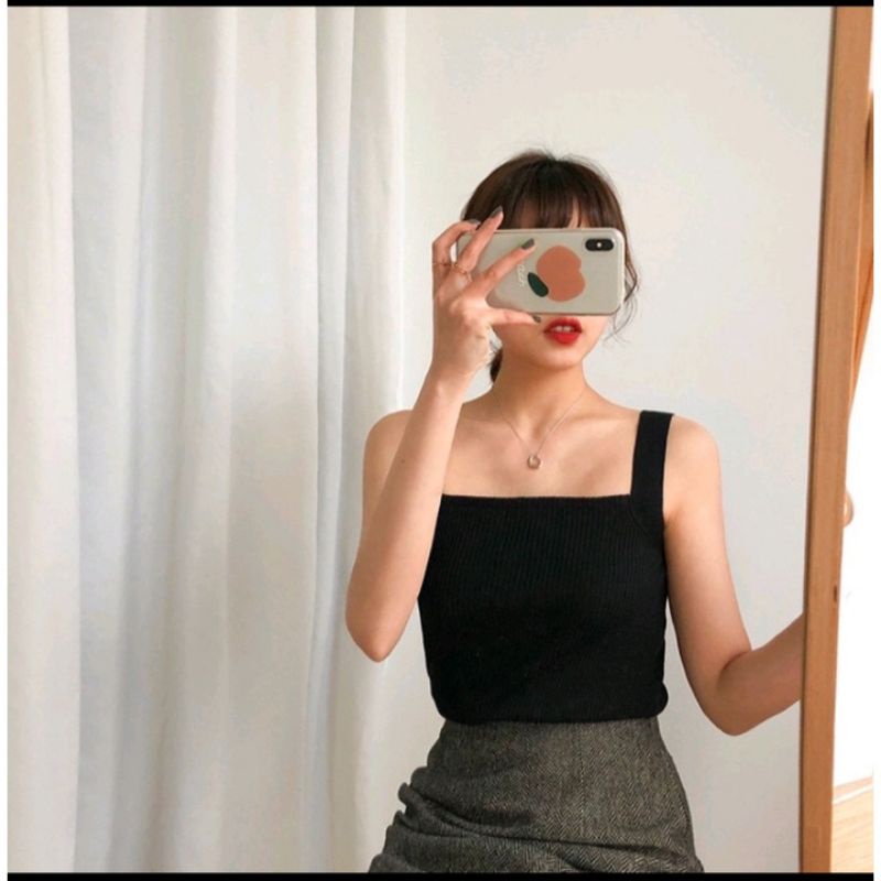 Tank Top Rajut Wanita | Korean Knit Tank Top | Tank Top Wanita Square Neck | Style Korea | Tank Top-5