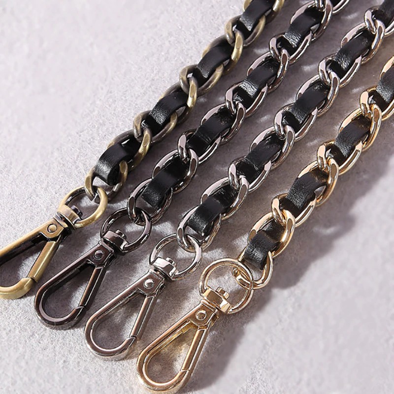 [IMPORT] DIY 40 cm-140 cm Hitam PU Menangani Tas Kulit 11mm Penggantian Logam Emas, perak,