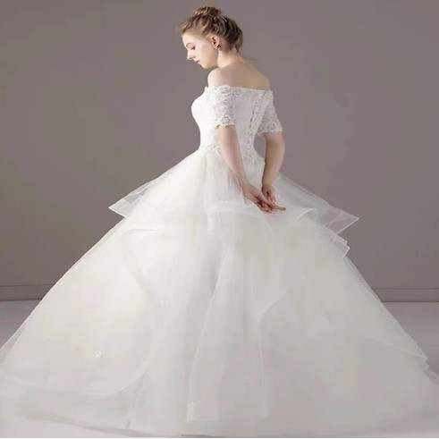 gaun pengantin korean fashion off shoulder  sabrina  ballgown wedding gown pernikahan dress