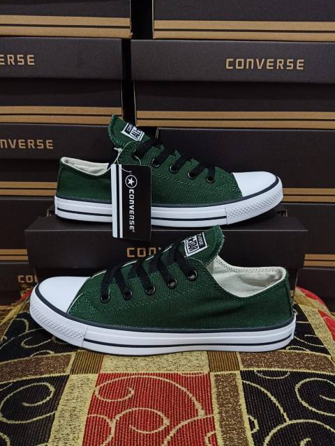 Sepatu converse allstar hijau/army clasik low+box