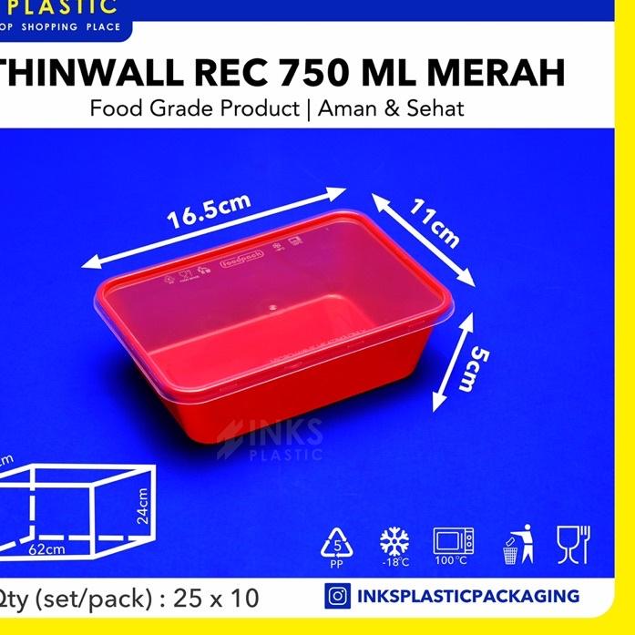 THINWALL PERSEGI 750 ML WARNA ( ISI 25 )