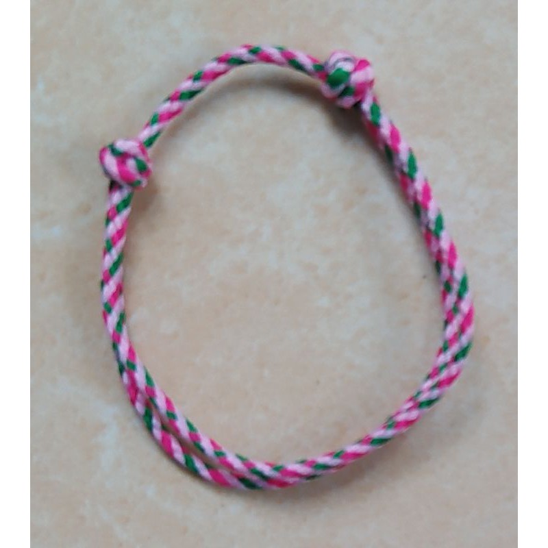 Gelang Tali Simple Prusik Tali Gunung Outdoor-Pink garis hijau