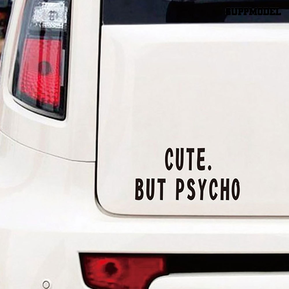 Stiker Tulisan Lucu BUT PSYCHO Reflektif Untuk Dekorasi Mobil