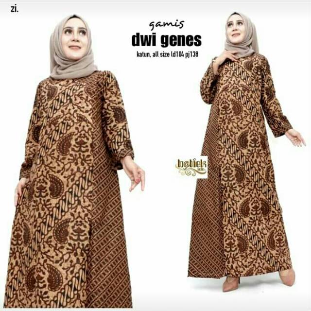 Jual gamis cantik batik ganes motif wahyu tumurun sogan garda garuda seragam pengajian pkk arisan