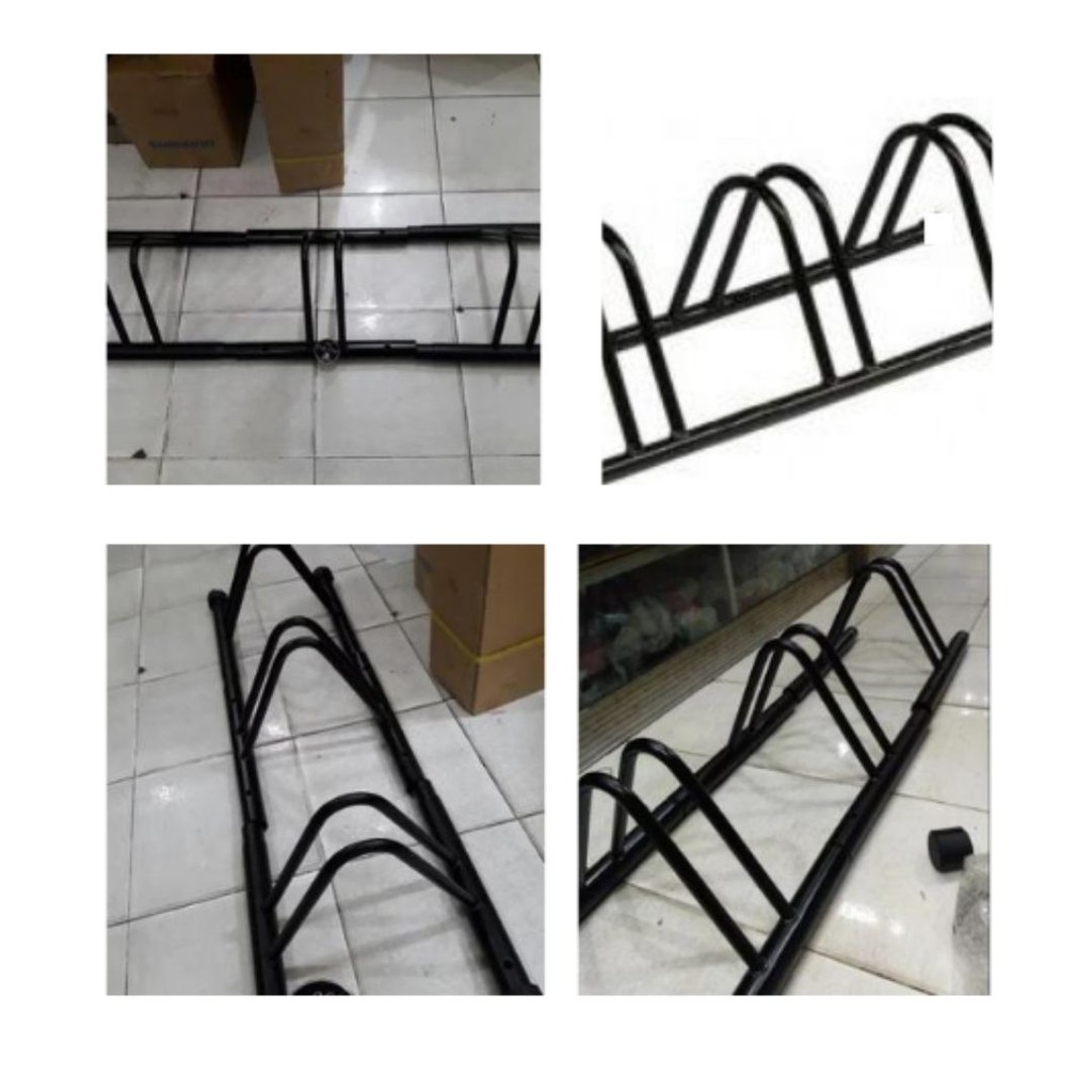 MTB 7cm Bike Stand Parkir 3 Sepeda Gunung Besi Bulat Paddock Standar 101105