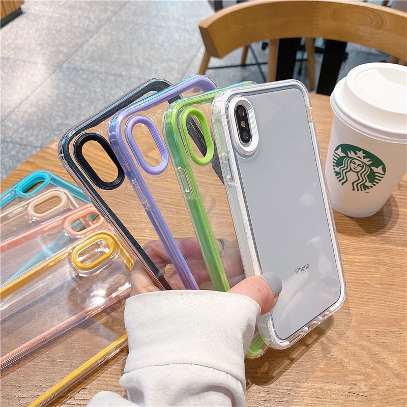 3 in 1 Case HP Transparan Anti Jatuh Untuk iPhone 7 Plus 8 Plus 6 6s Plus X XS MAX XR