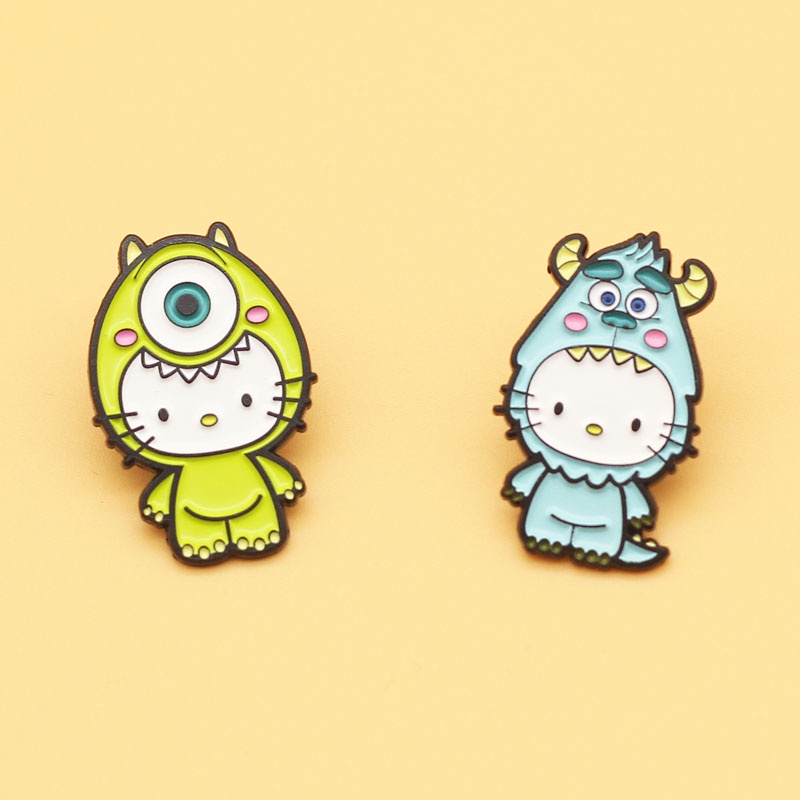 Bros Pin Enamel Desain Kartun Monster Mike Cat Bahan Alloy Metal