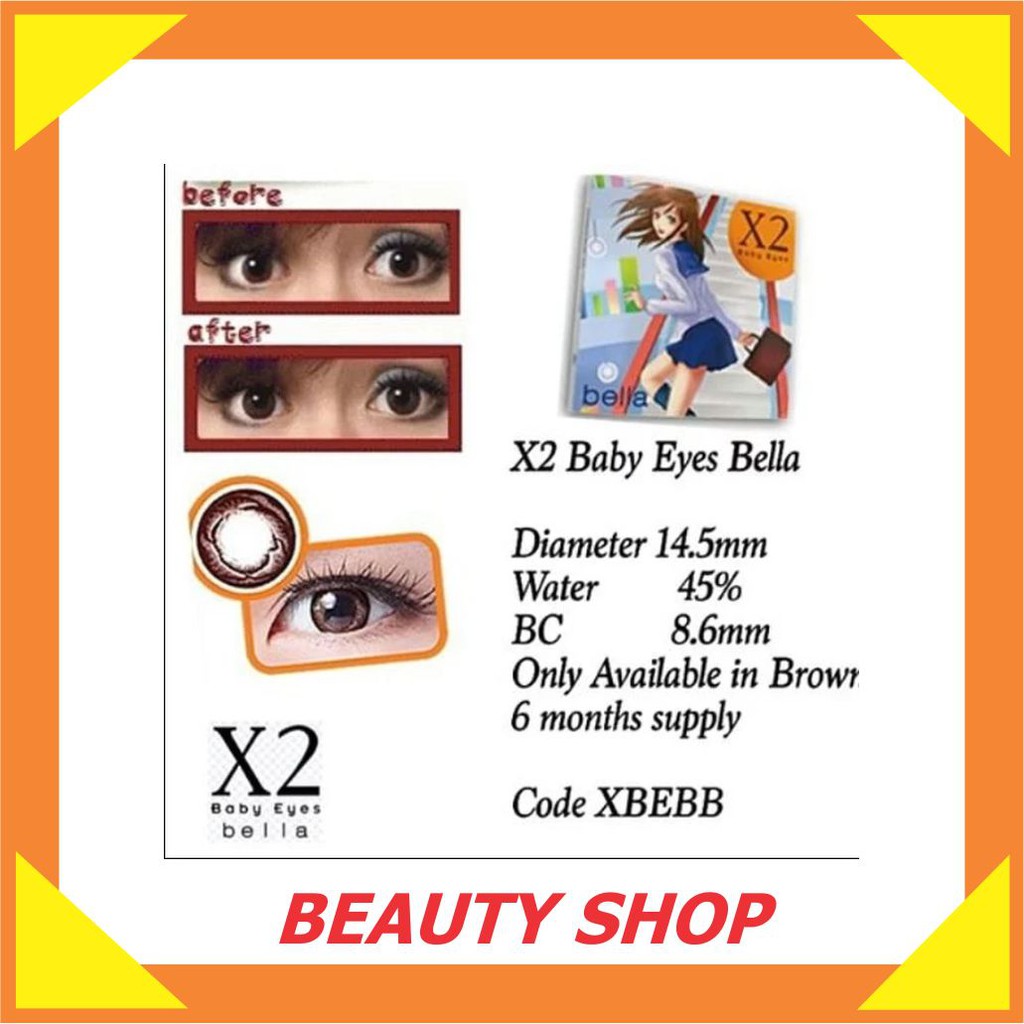 A116 ORIGINAL Softlens X2 Baby Eyes Bella Brown Soft Lens Contact Lensa 1M