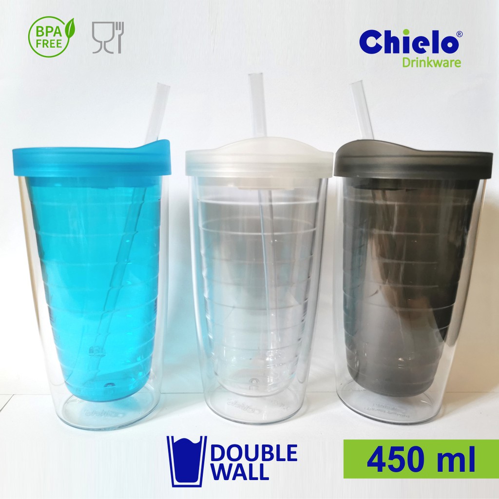 Chielo Twister Tumbler Cup with Straw Mug Gelas Air Sedotan Aesthetic Unik Plastik Transparan Bening