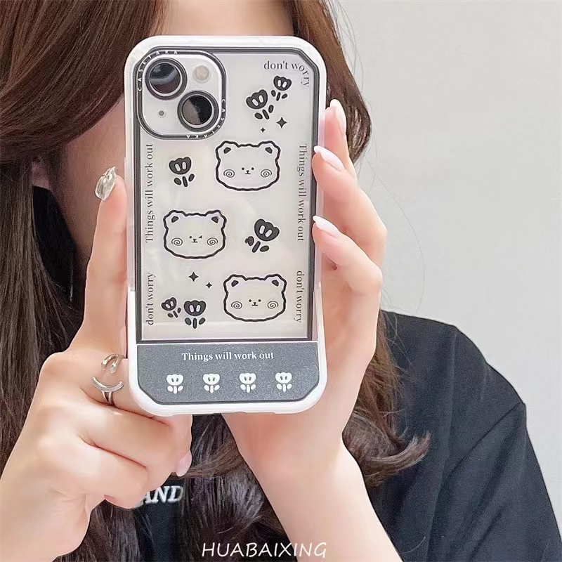 Soft Case TPU Transparan Motif Beruang Untuk iPhone 13 12 Pro Max 11 XS XR X 8 7 6S Plus