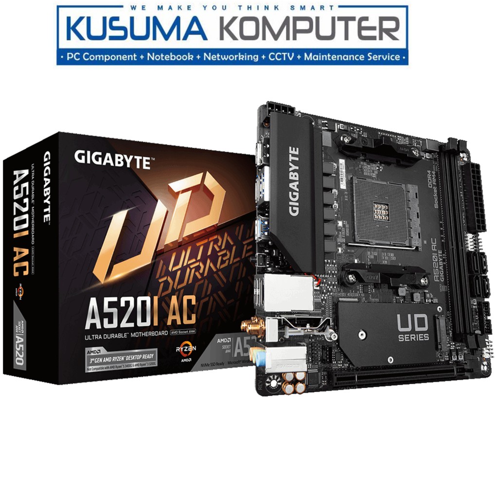 Gigabyte A520I AC Mini ITX Motherboard AM4 Q-Flash Plus RGB FUSION 2.0