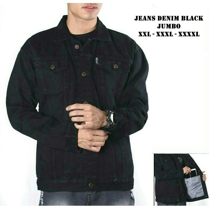Jaket Jeans Blue Black Premium Quality Pria Dan Wanita Size Jumbo XXL XXXL Demin Levis